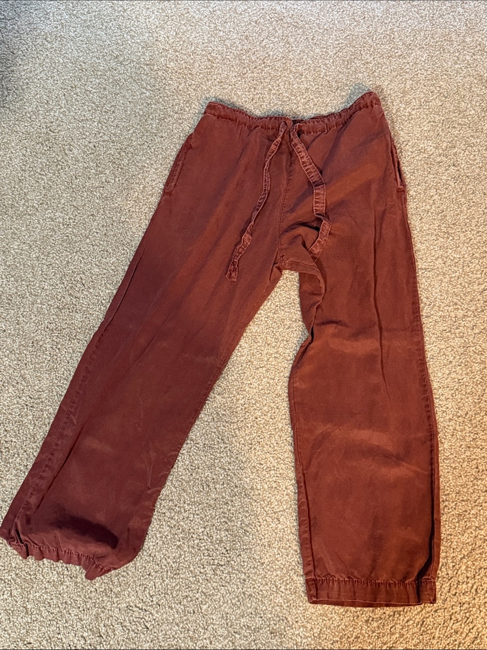 Zara Burnt Orange Cropped Drawstring Pants